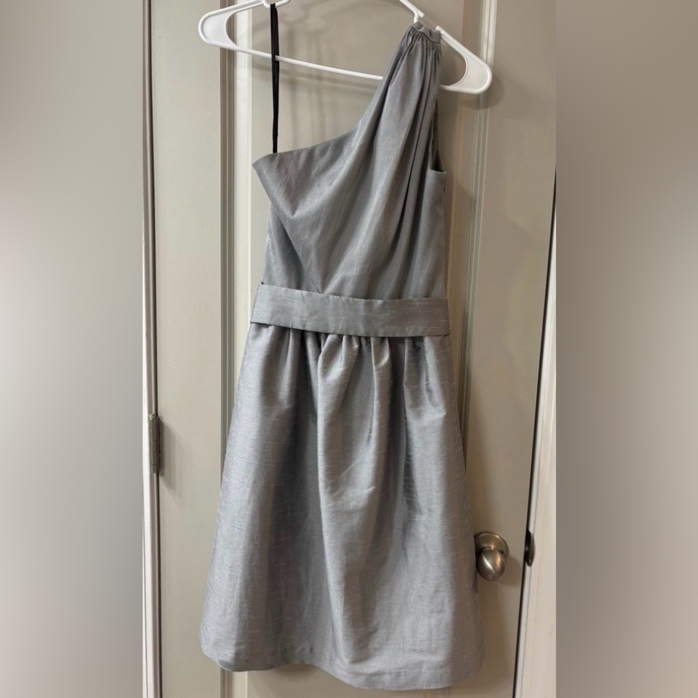 ALFRED SUNG One-Shoulder Silver Dress - Picture 6 of 6